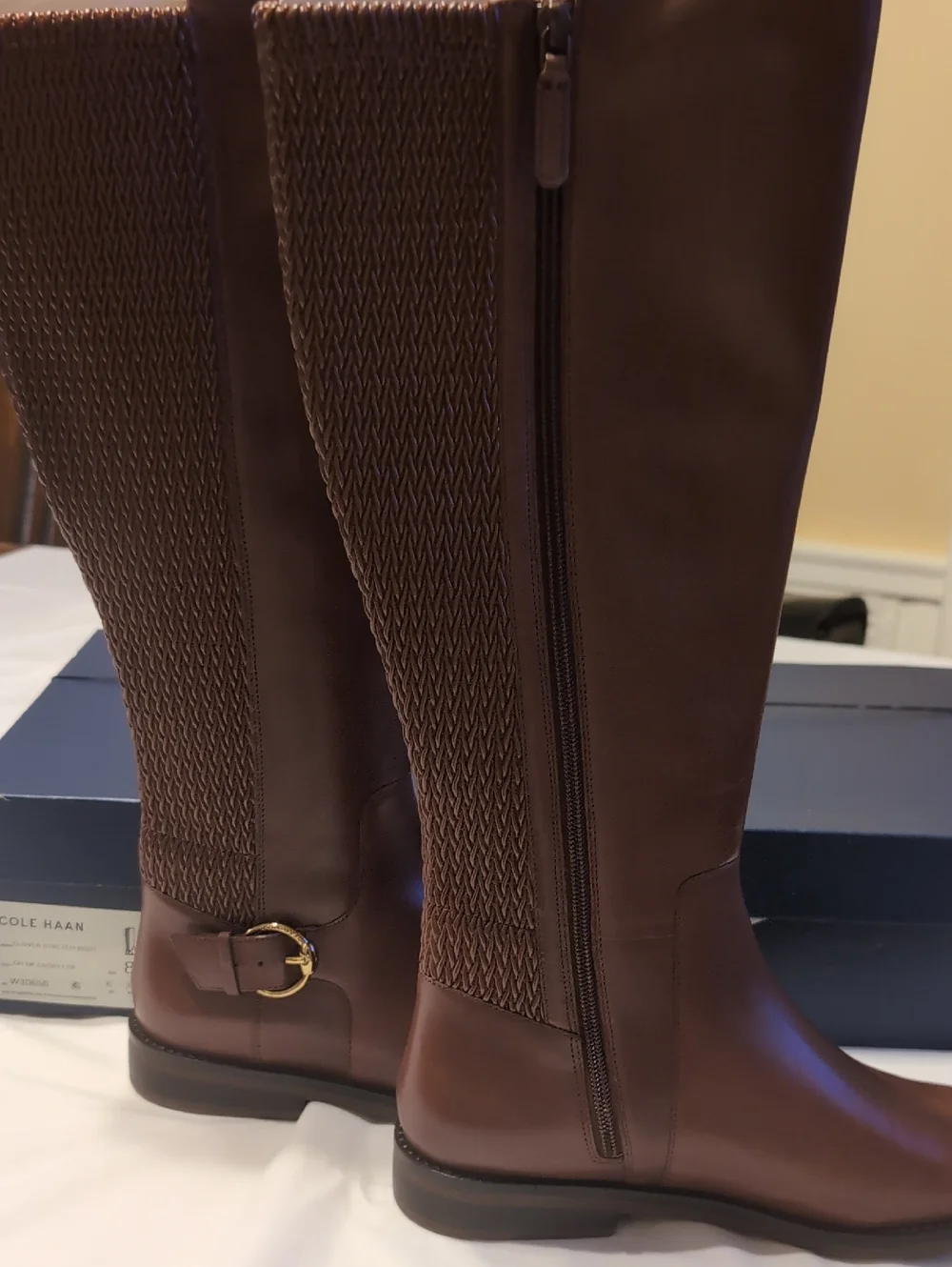 Cole Haan Brown Leather Leather Riding Boots, Size8.5 New In Box